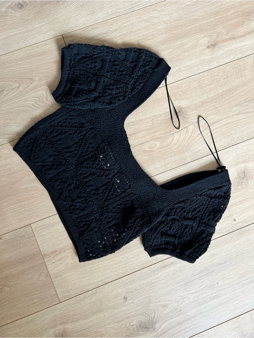 Zara Black Knit Cropped Sweater Top